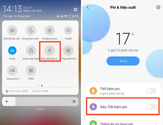 Chế độ si&ecirc;u tiết kịm Pin.